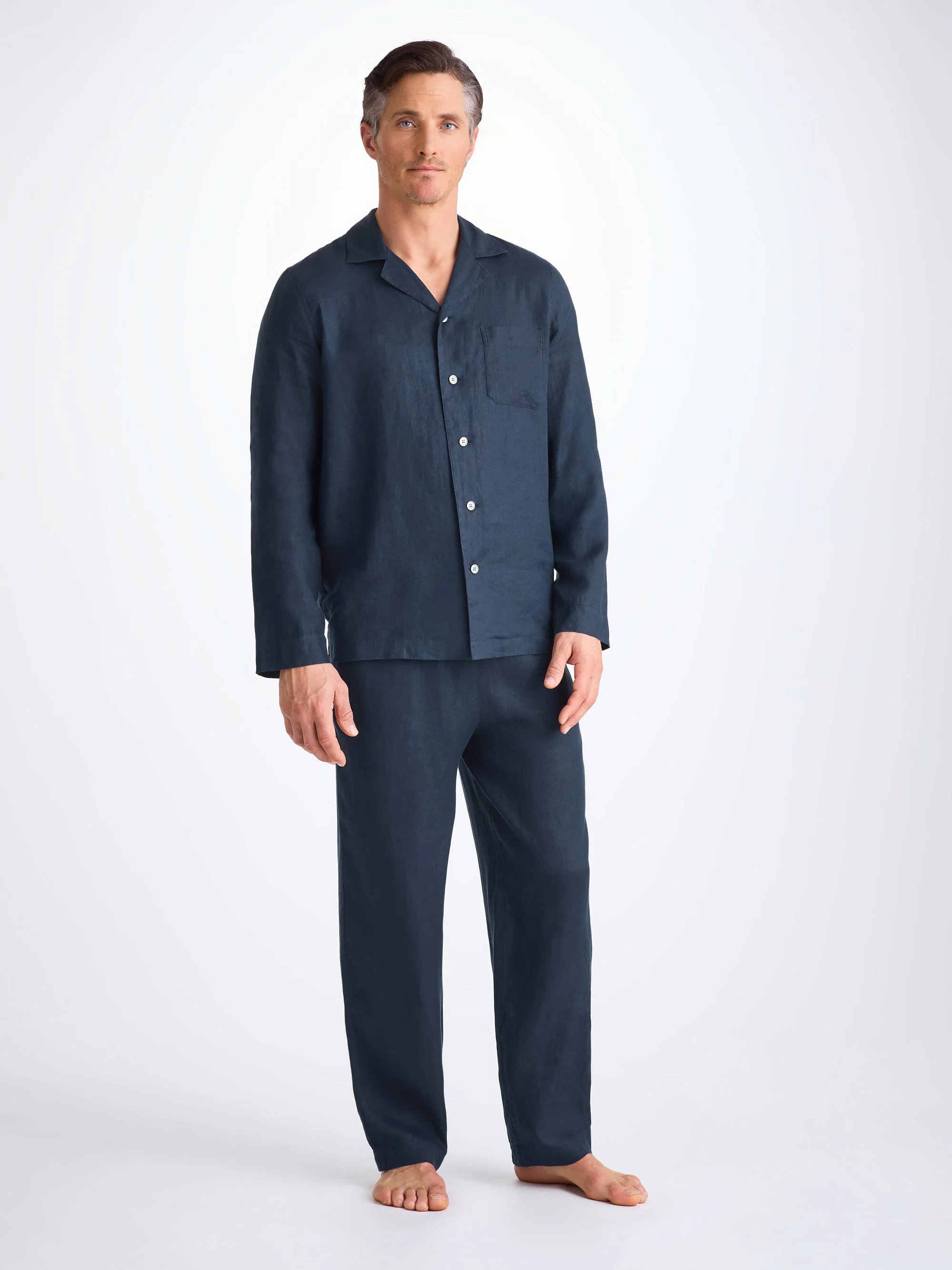 Men's Pajamas Sicily Linen Navy - 1