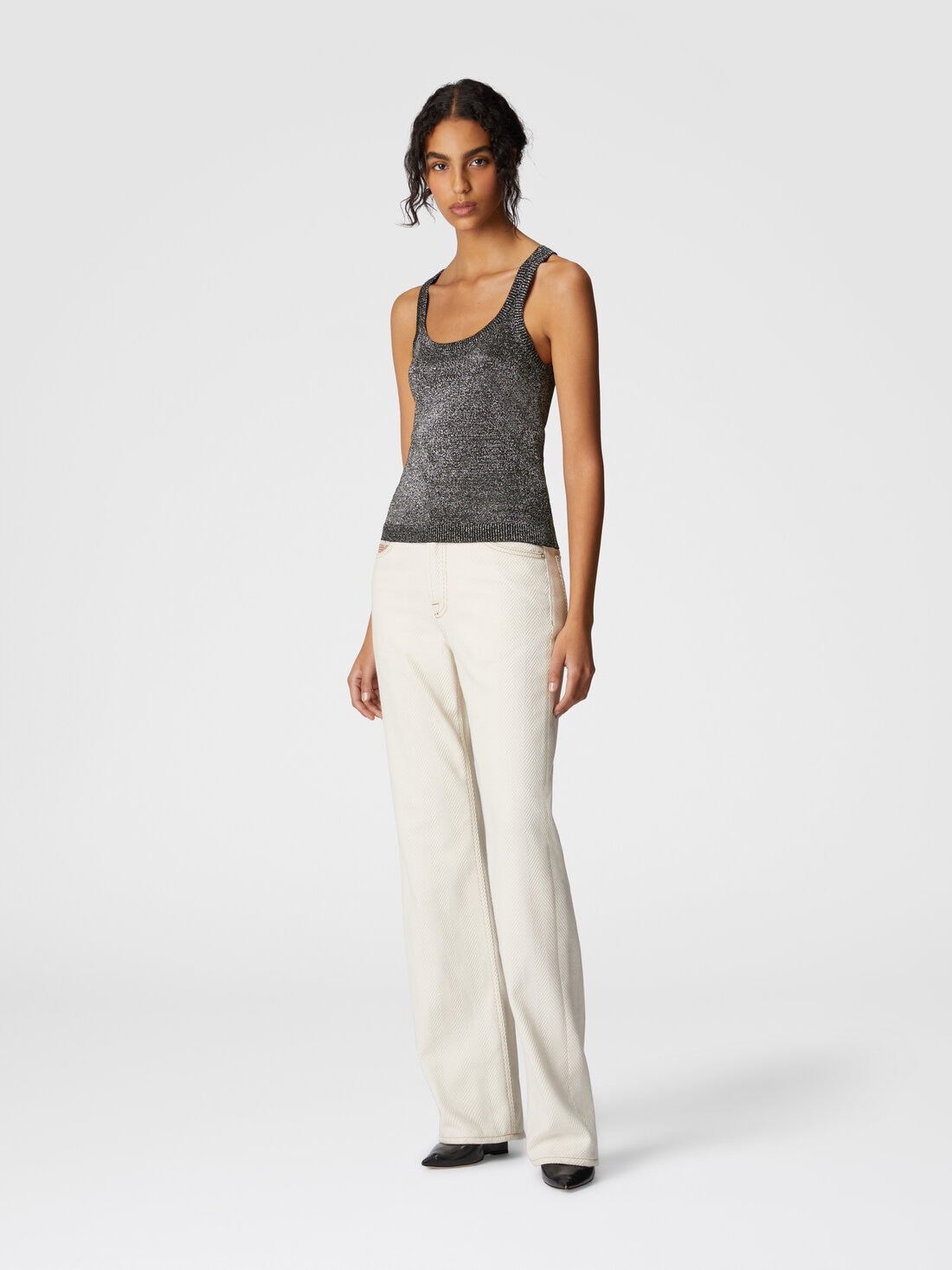 Glitter-effect viscose tank top - 2