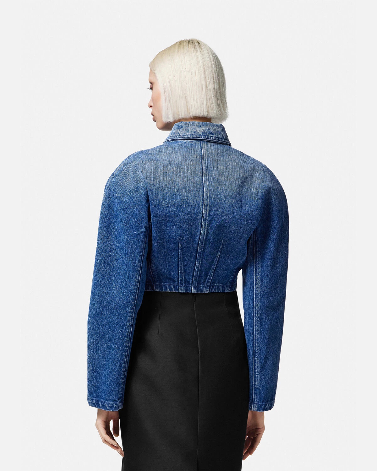 Rounded Crop Denim Jacket - 4