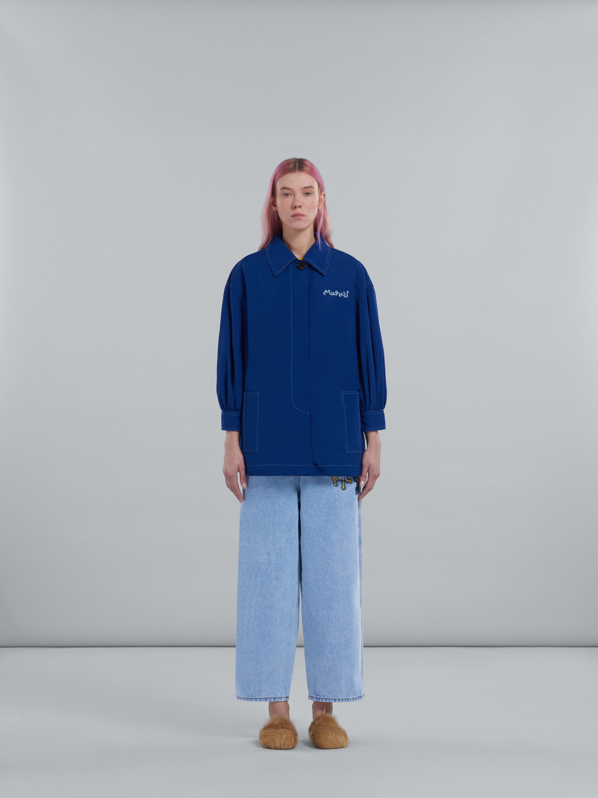 BLUE TAFFETA MICRO-FAILLE JACKET - 2