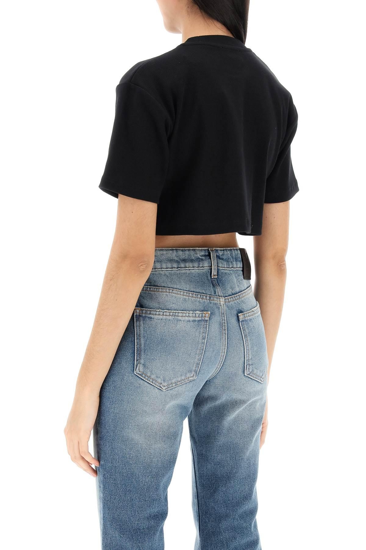 Cropped T-shirt with OFF embroidery - 4