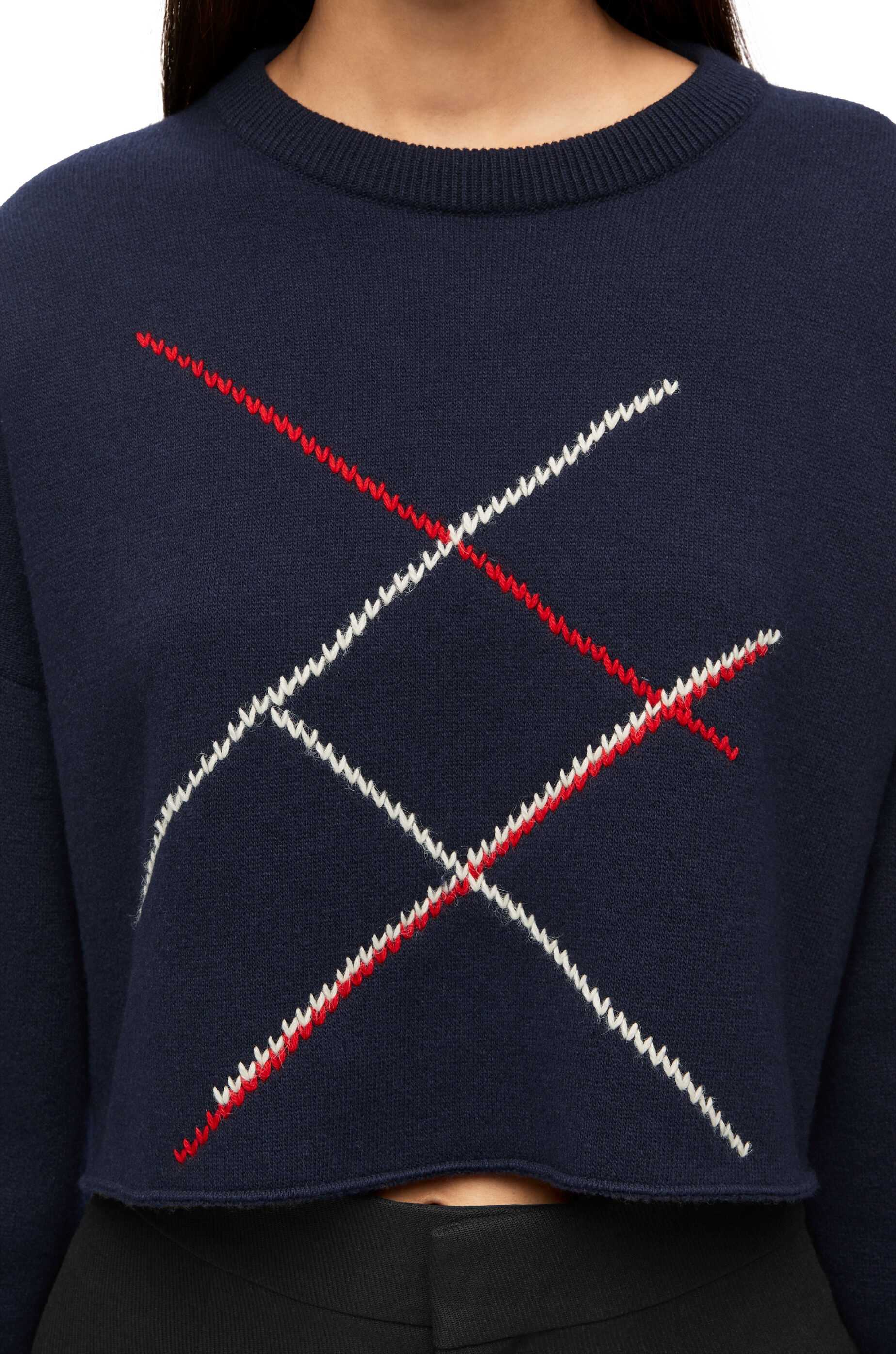 Cropped Argyle sweater in wool - 5