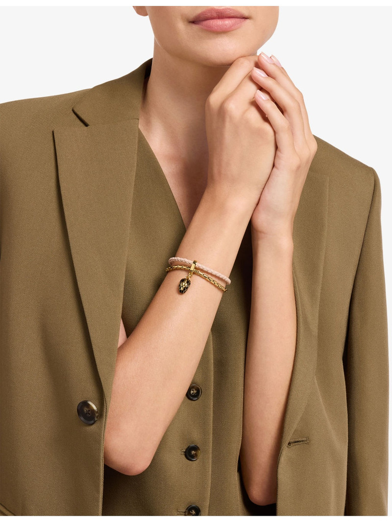 BVLGARI Serpenti Forever Yellow Gold-Plated Brass And Leather Bracelet outlook