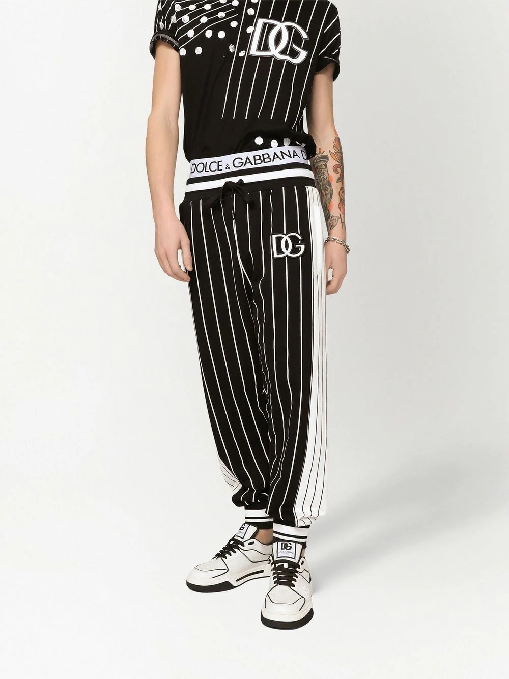 DG patch striped jersey track pants - 3