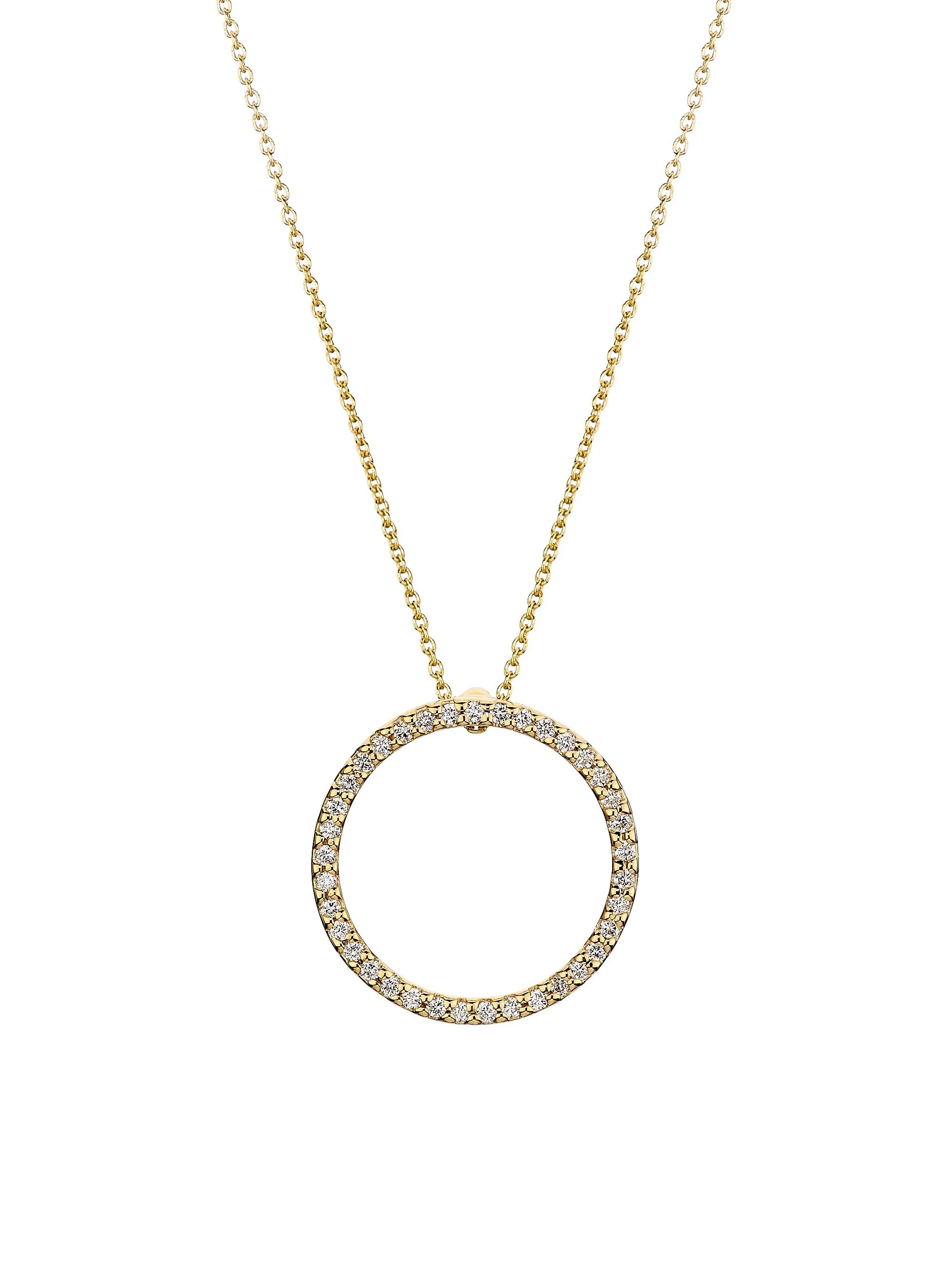 Women's Tiny Treasures Large Diamond Circle 18K Yellow Gold, Ruby & 0.26 TCW Diamond Necklace - Yell - 1