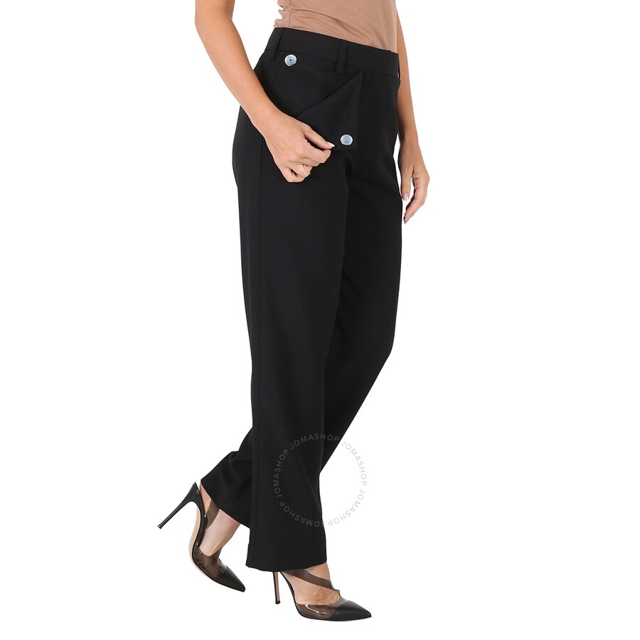 Burberry Black Pocket Detail Wool Mohair Tailored Trousers - 5