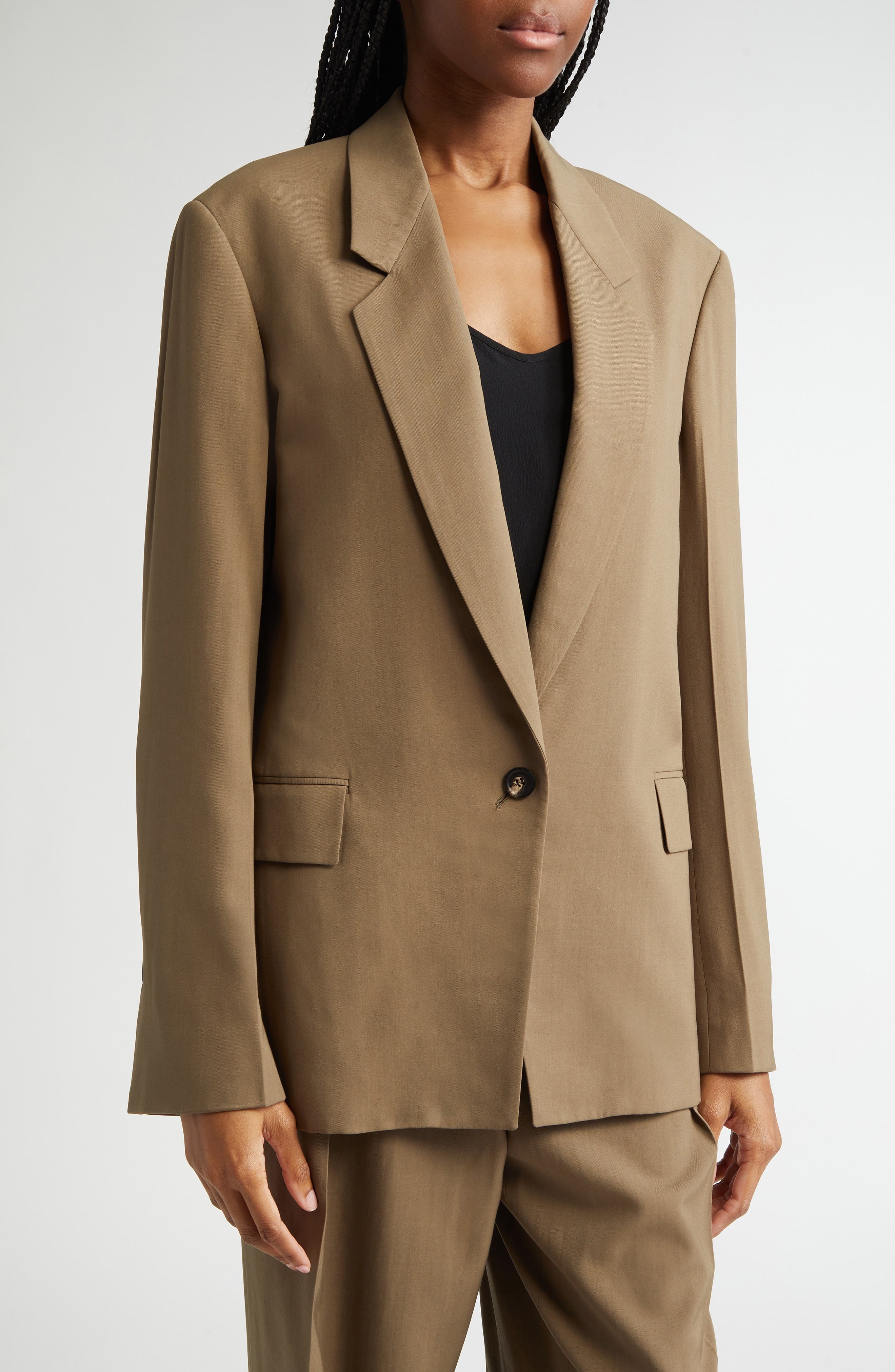 FERRAGAMO Double Lapel Blazer in Lead Green at Nordstrom - 3