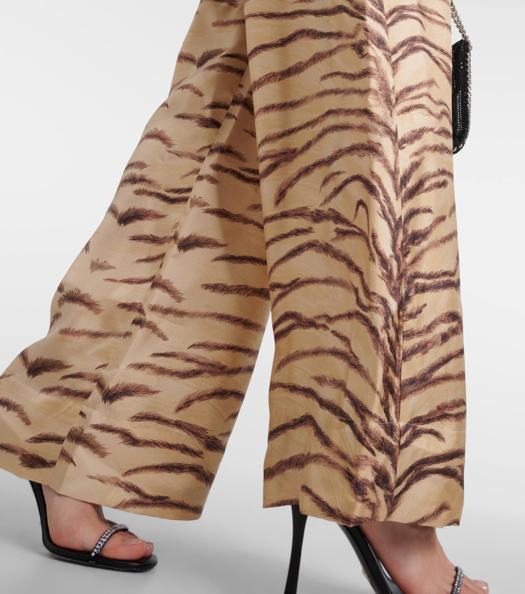 Printed high-rise silk wide-leg pants - 5