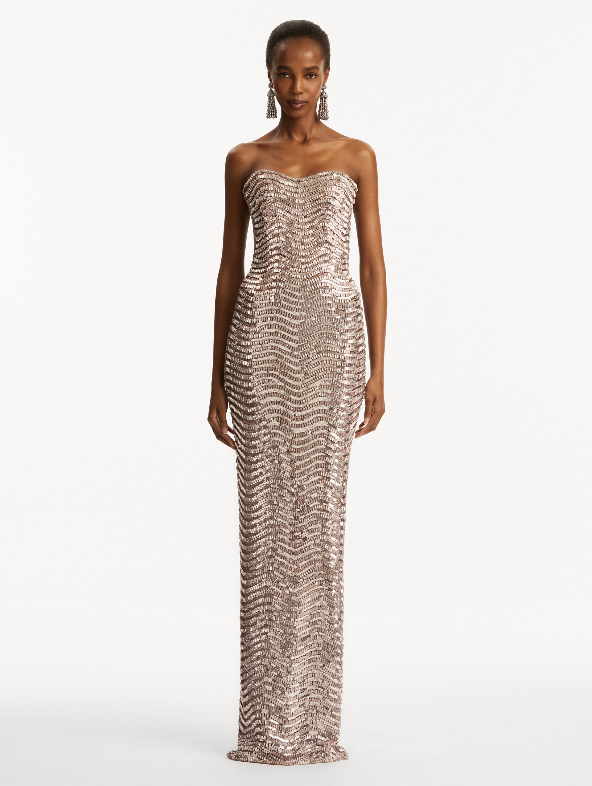 SEQUIN & CRYSTAL WAVE EMBROIDERED GOWN - 2