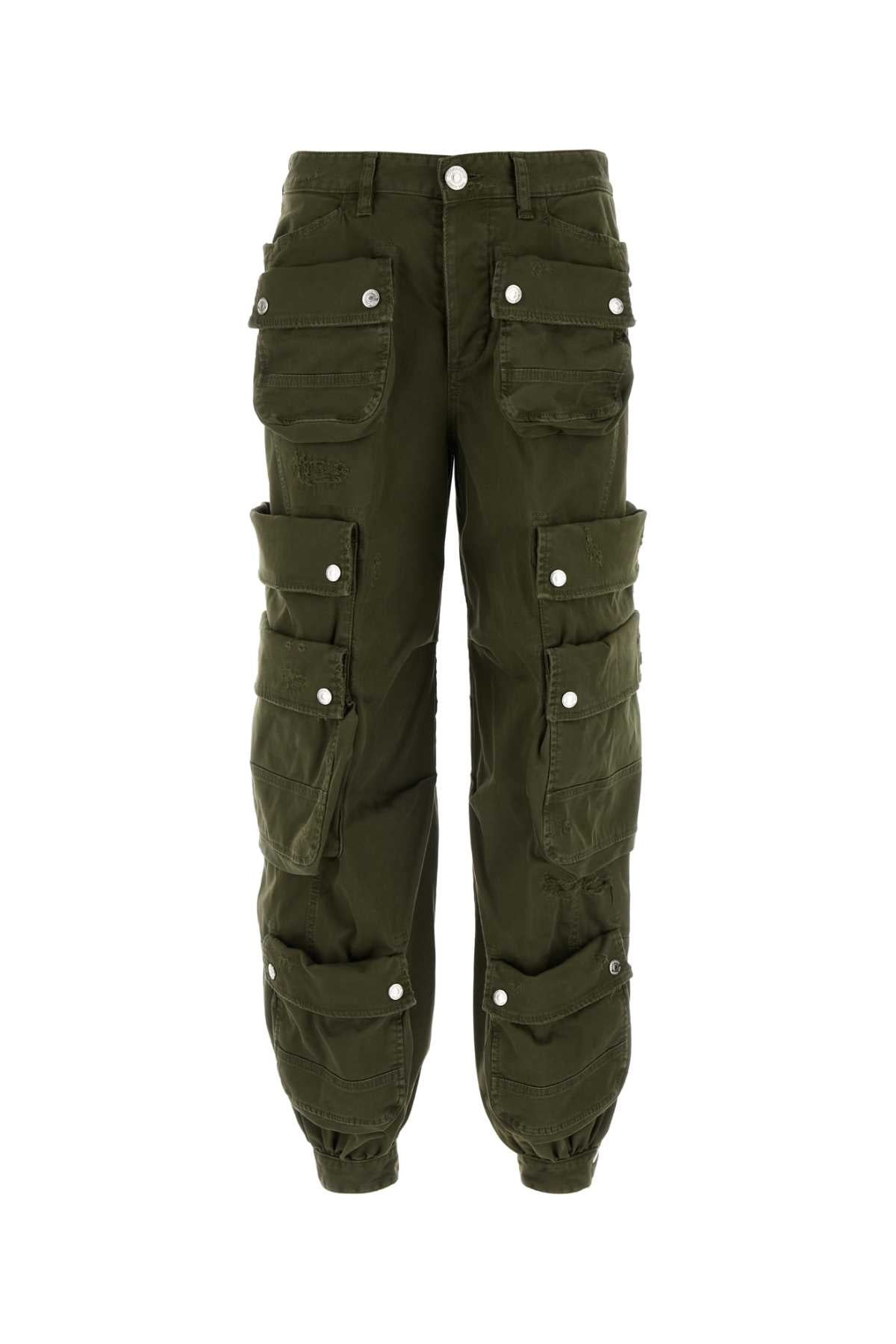 Dsquared Women Army Green Stretch Cotton Cargo Pant - 1