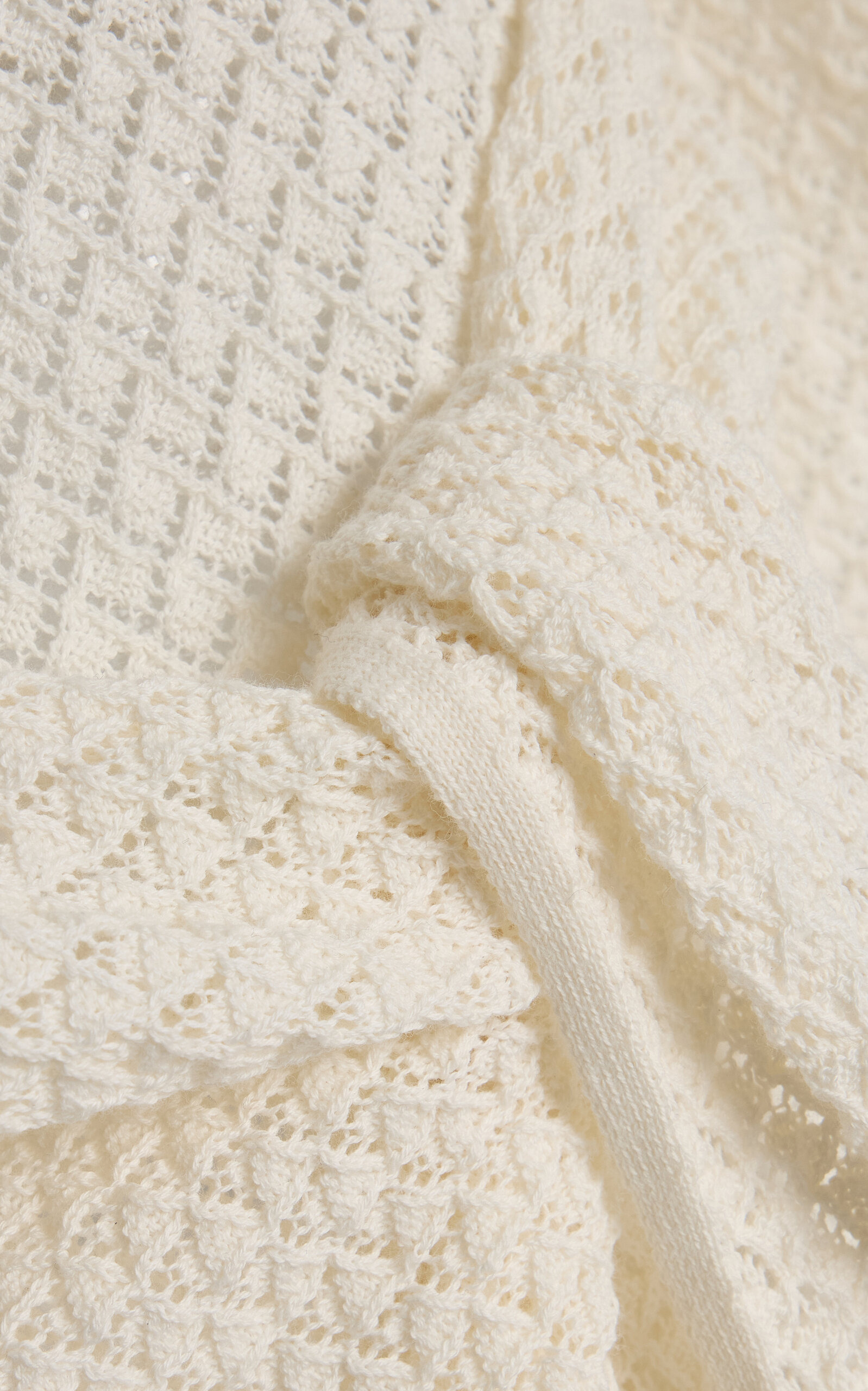 Tanzania Tie-Detailed Pointelle-Knit Organic Cotton Mini Dress ivory - 5