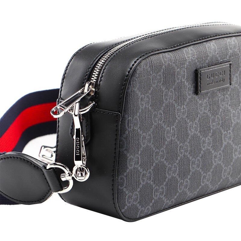Gucci Logo Stripe Webbing Leather Shoulder Bag 'Black Red' 574886-K5RLN-1095 - 5