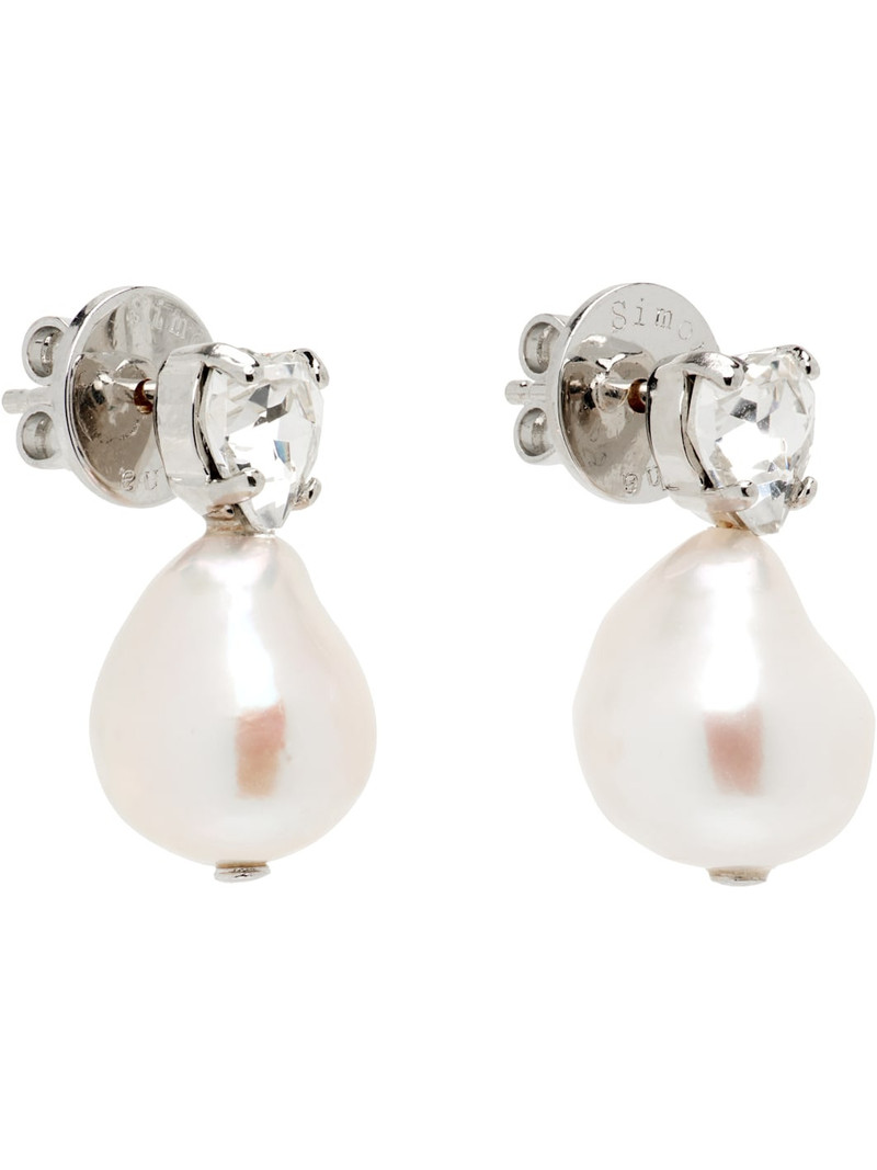 Simone Rocha Faux-Pearl Heart Crystal Stud Earrings outlook