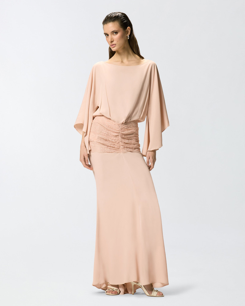 LONG DRESS WITH DRAPING AND LACE 4