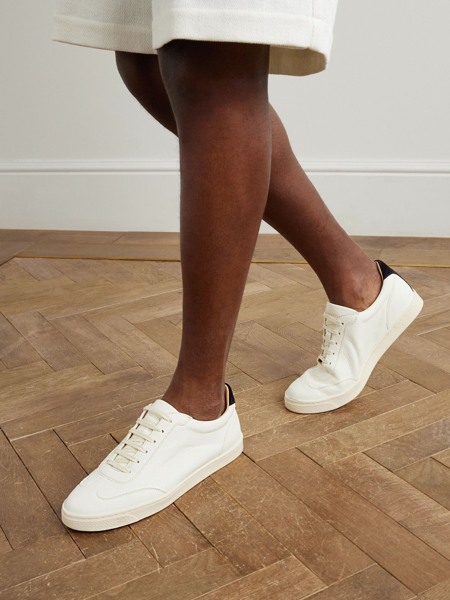 Coda di Rondine Suede-Trimmed Leather Sneakers Off-white - 2