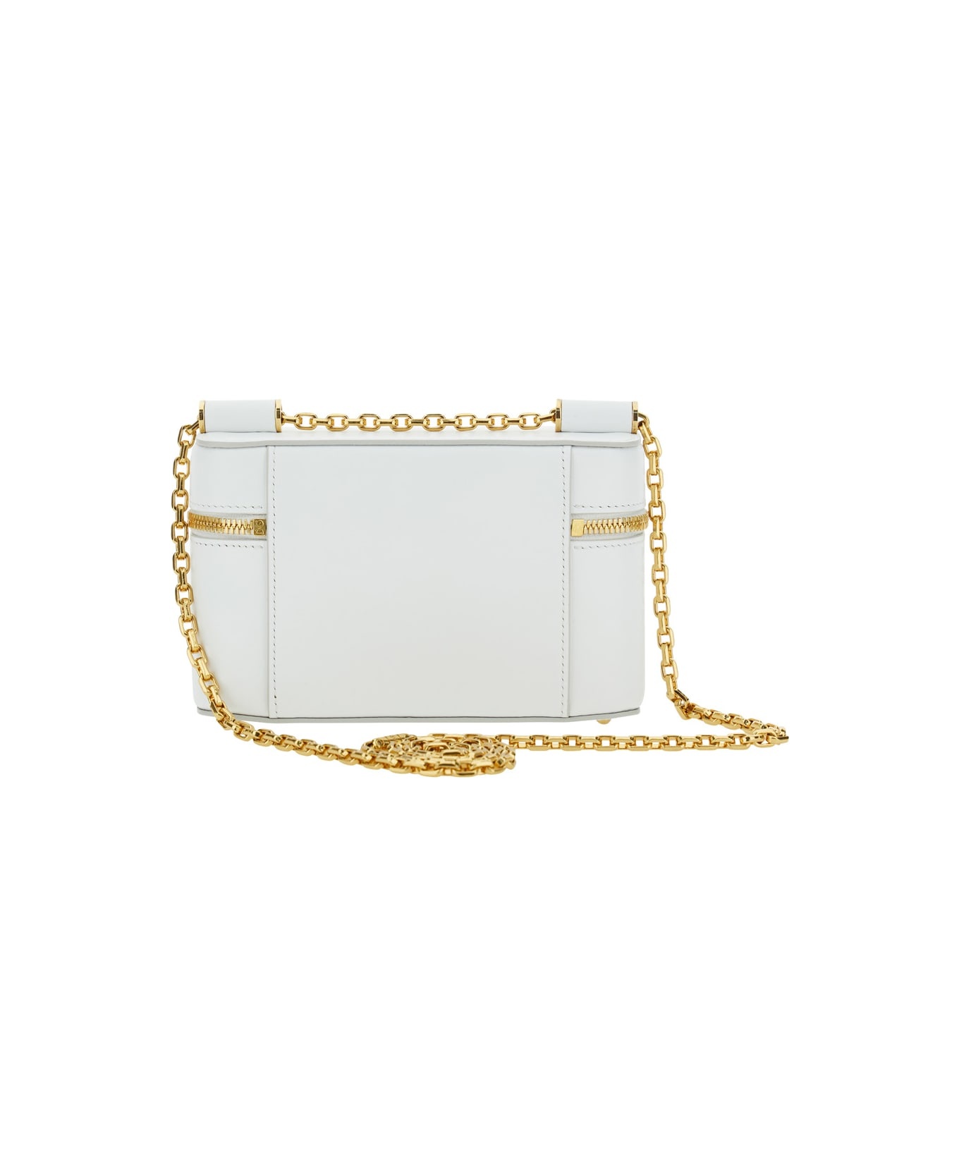 'sicily Cube' White Shoulder Bag With Logo Plaque On The Front And Double Zip In Leather Woman - 2