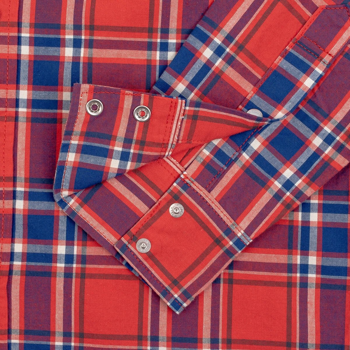 IHSH-355-RED 5oz Selvedge Madras Check Western Shirt - Red - 16