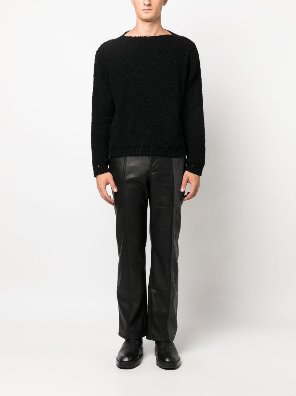 crinkled slash-neck jumper - 2