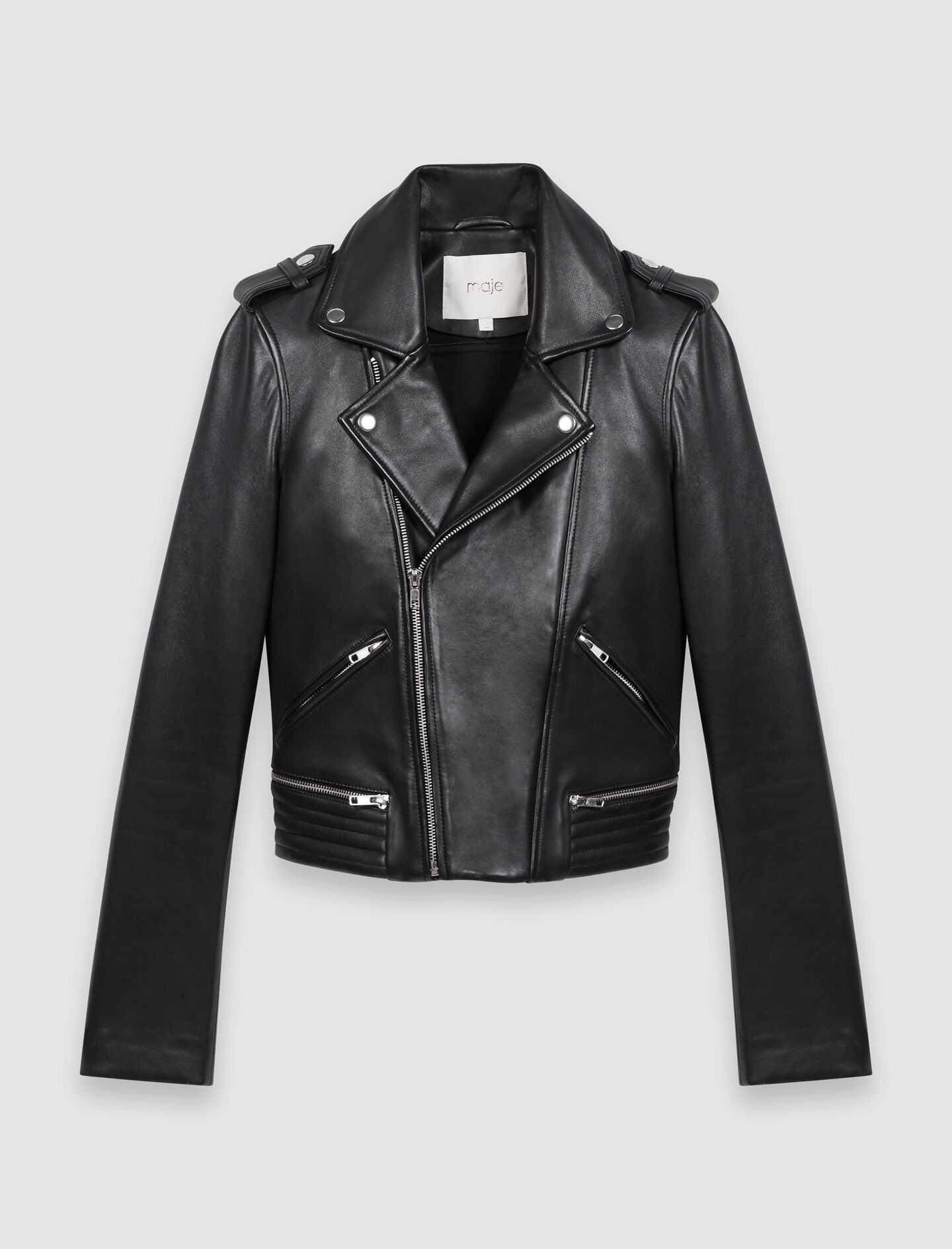Leather biker-style jacket - 1