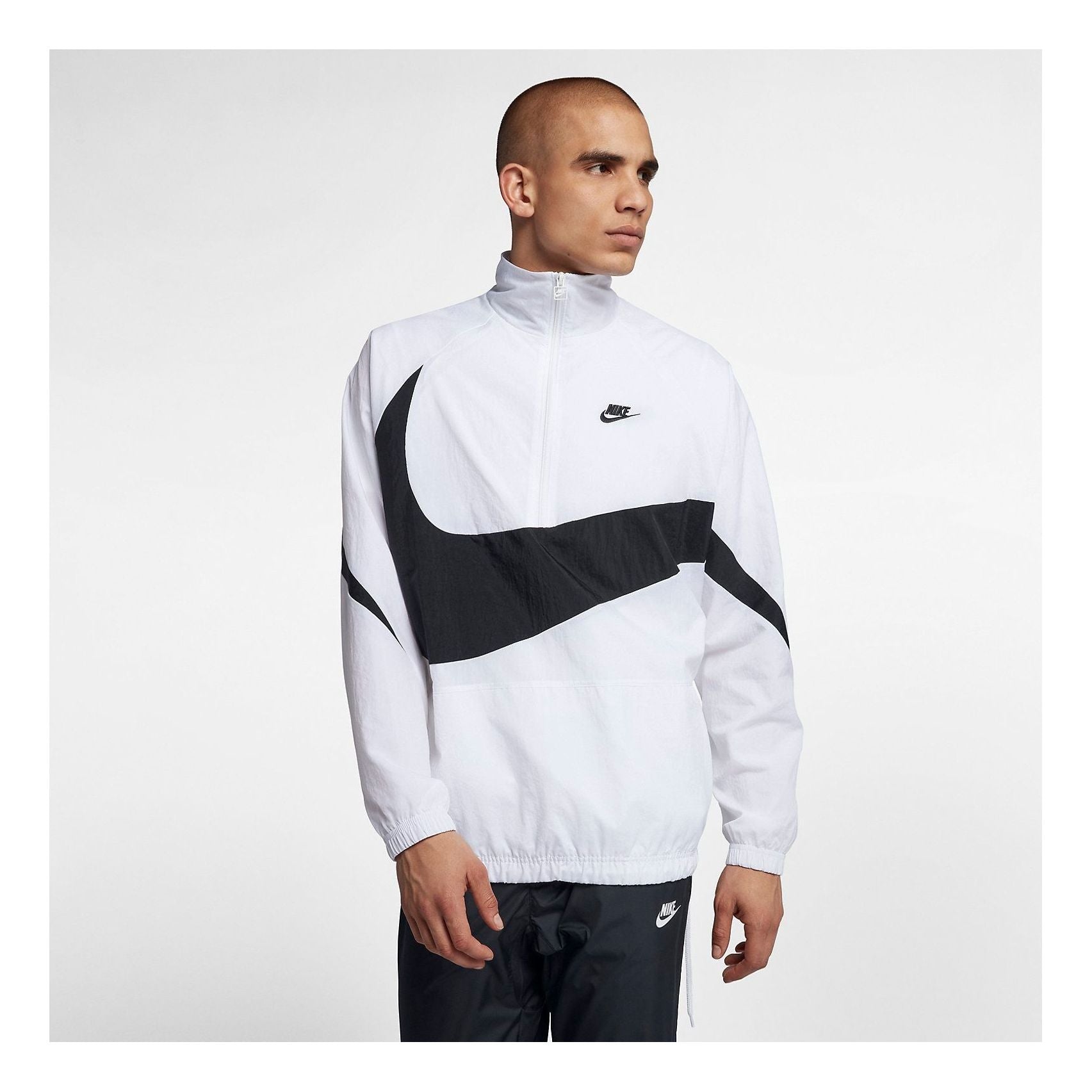 Nike Swoosh Half-Zip Jacket 'White Black' AJ2696-100 - 4