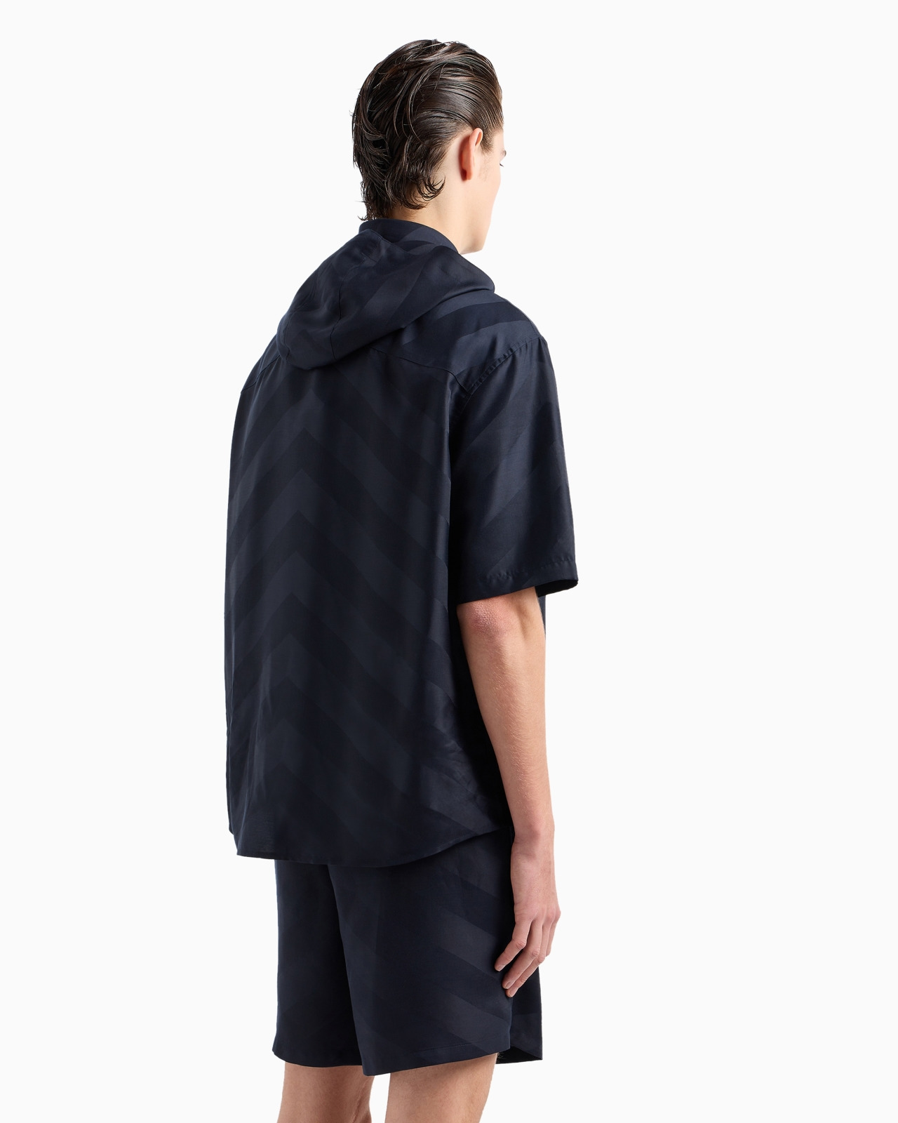 Short-sleeved, comfort-fit, hooded shirt in ASV Lyocell with all-over pattern - 3