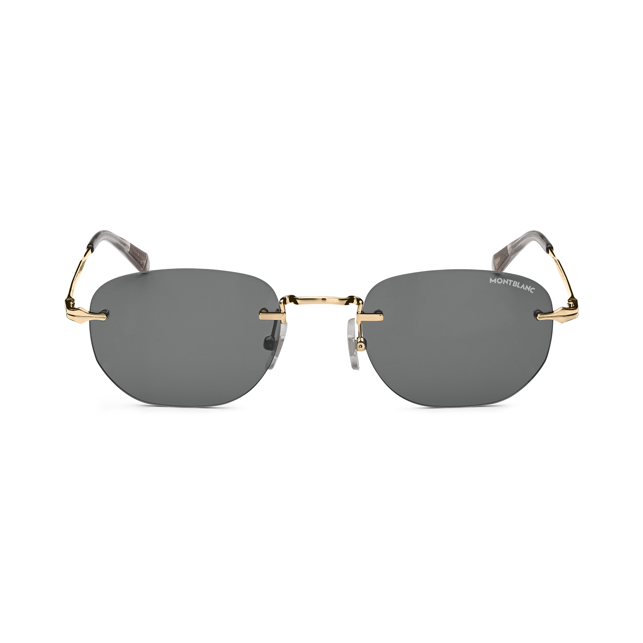Rectangular Sunglasses with Gold-Colored Metal Frame - 1