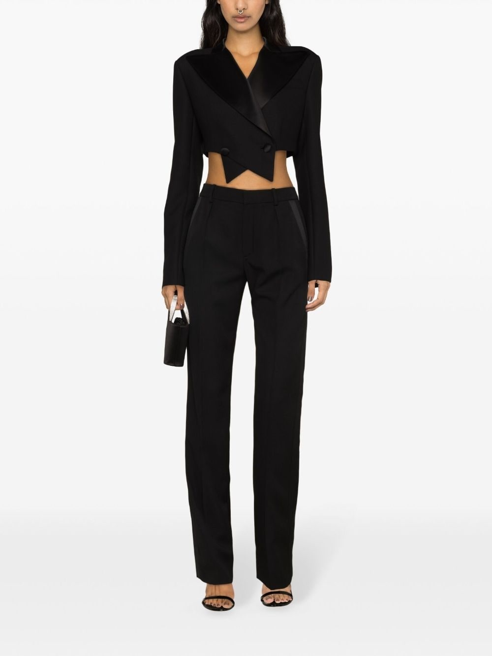 double-breasted cropped blazer - 2