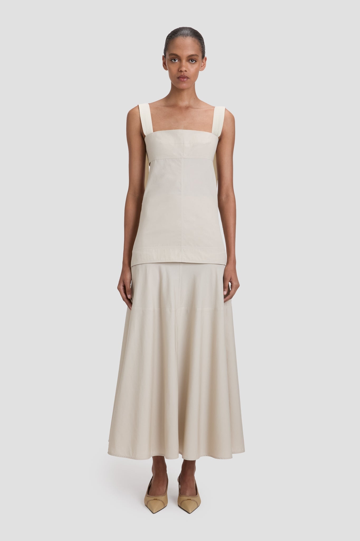 Panelled Maxi Skirt In Pumice - 2
