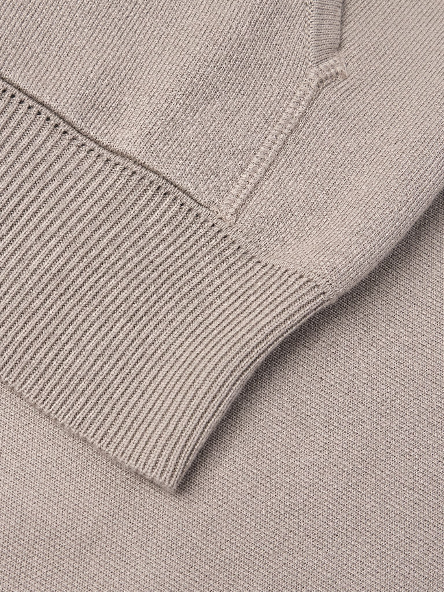 Cotton and Modal-Blend Hoodie Beige - 4