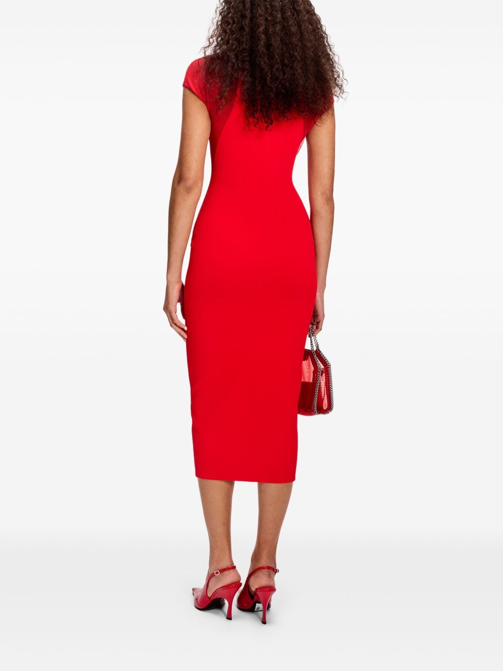 lace-panel midi dress - 3