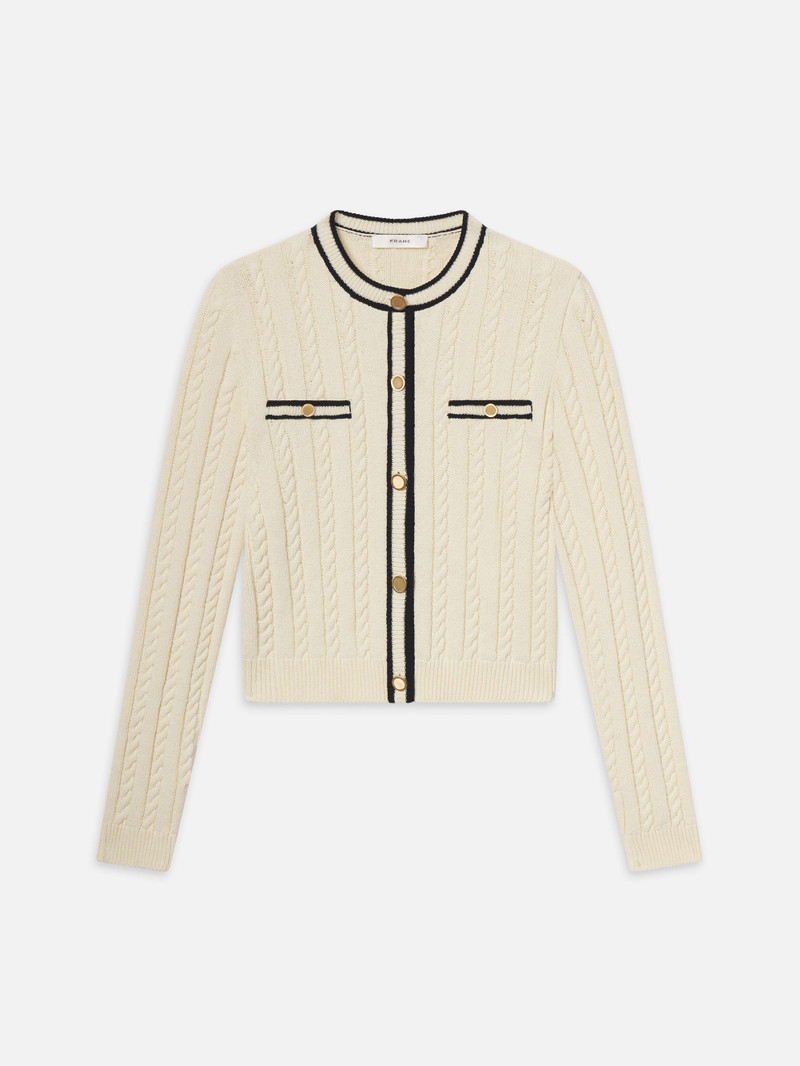 The Trimmed Cardi in Cream Multi 1