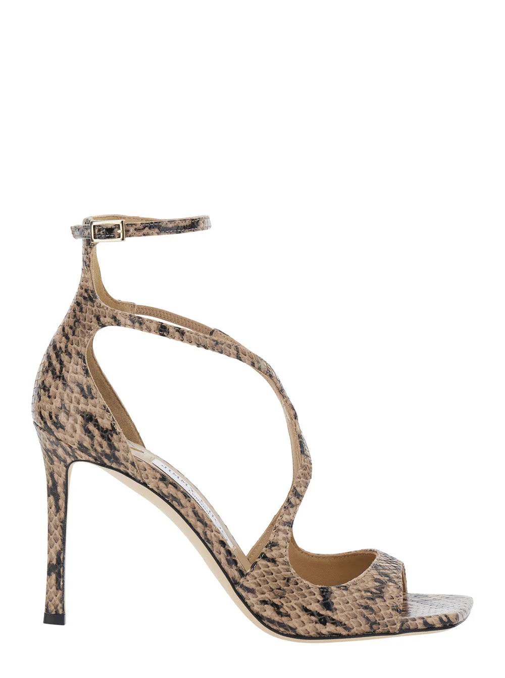 Jimmy Choo Women 'Azia' Beige Heels With All-Over Snake Print In Leather For Women - 1