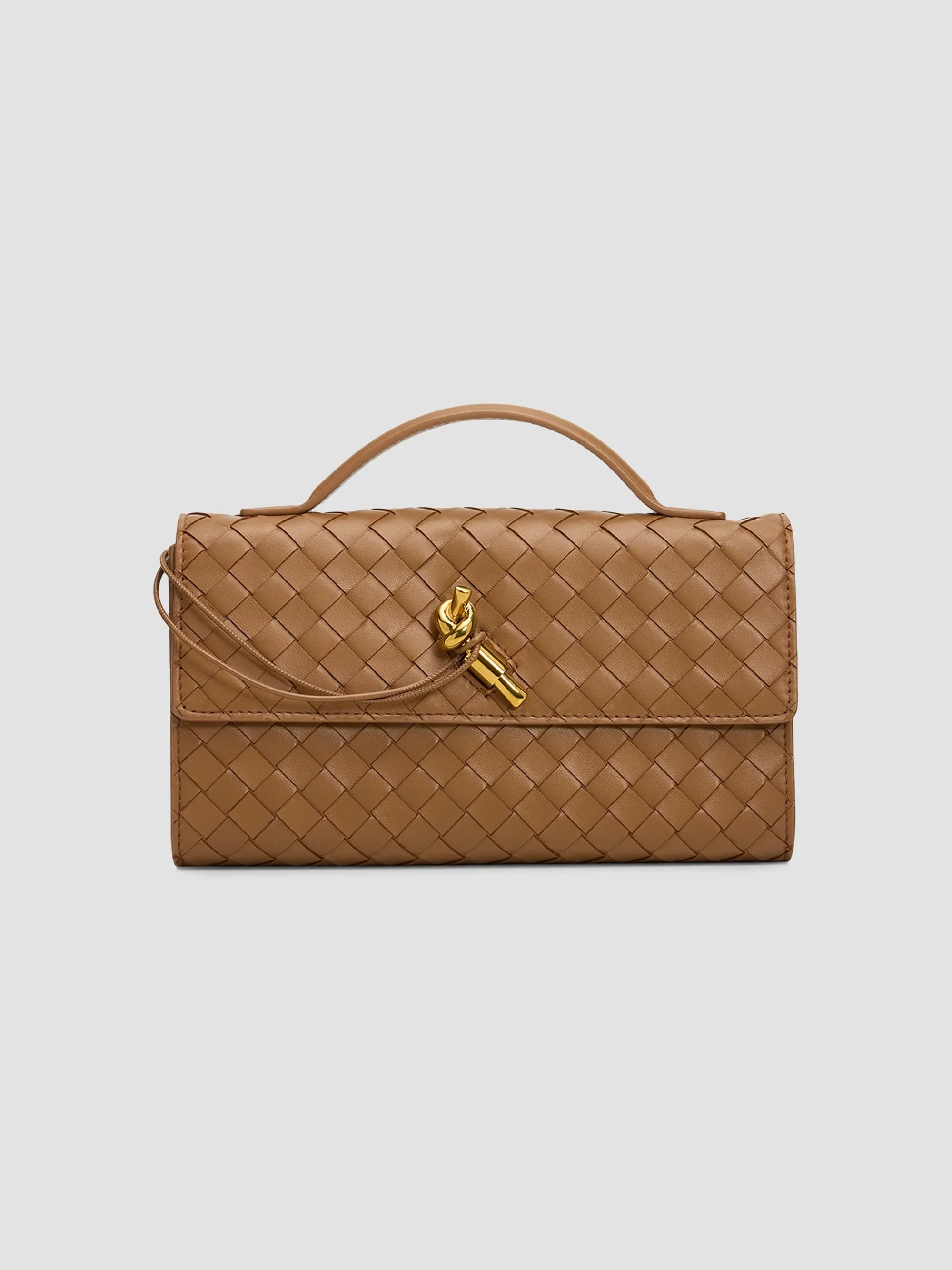 Women's Andiamo Leather Clutch - Dark Caramel - 1