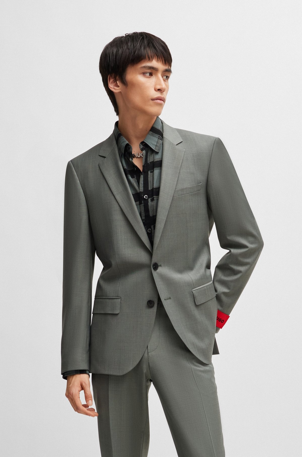 SLIM-FIT JACKET IN PATTERNED SUPER-FLEX FABRIC - 2
