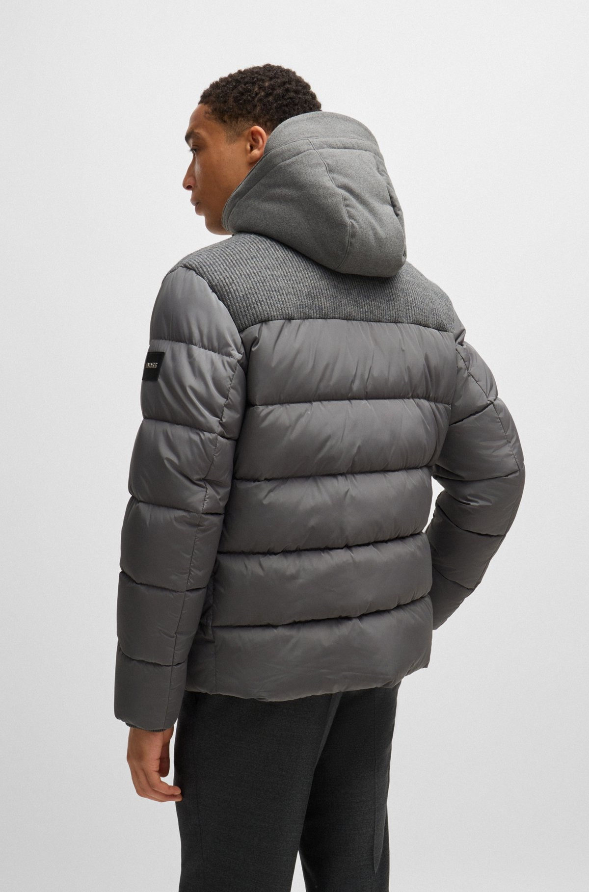 WATER-REPELLENT REGULAR-FIT JACKET IN MIXED MATERIALS - 4