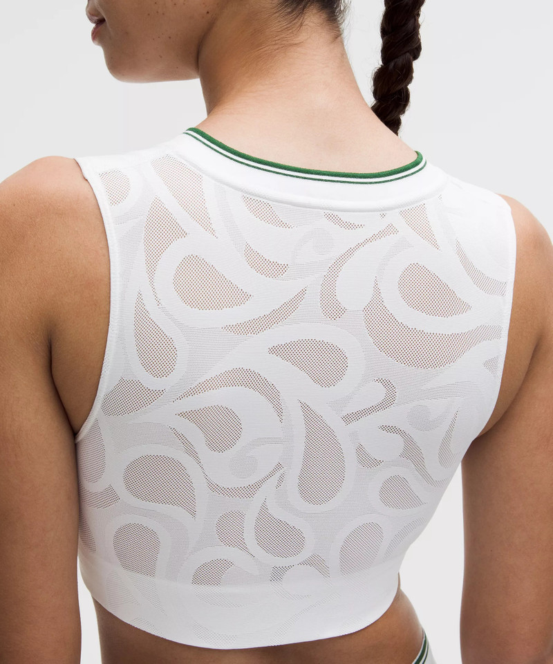 Paisley Mesh-Back V-Neck Longline Tennis Bra *Medium Support, B/C Cup 5