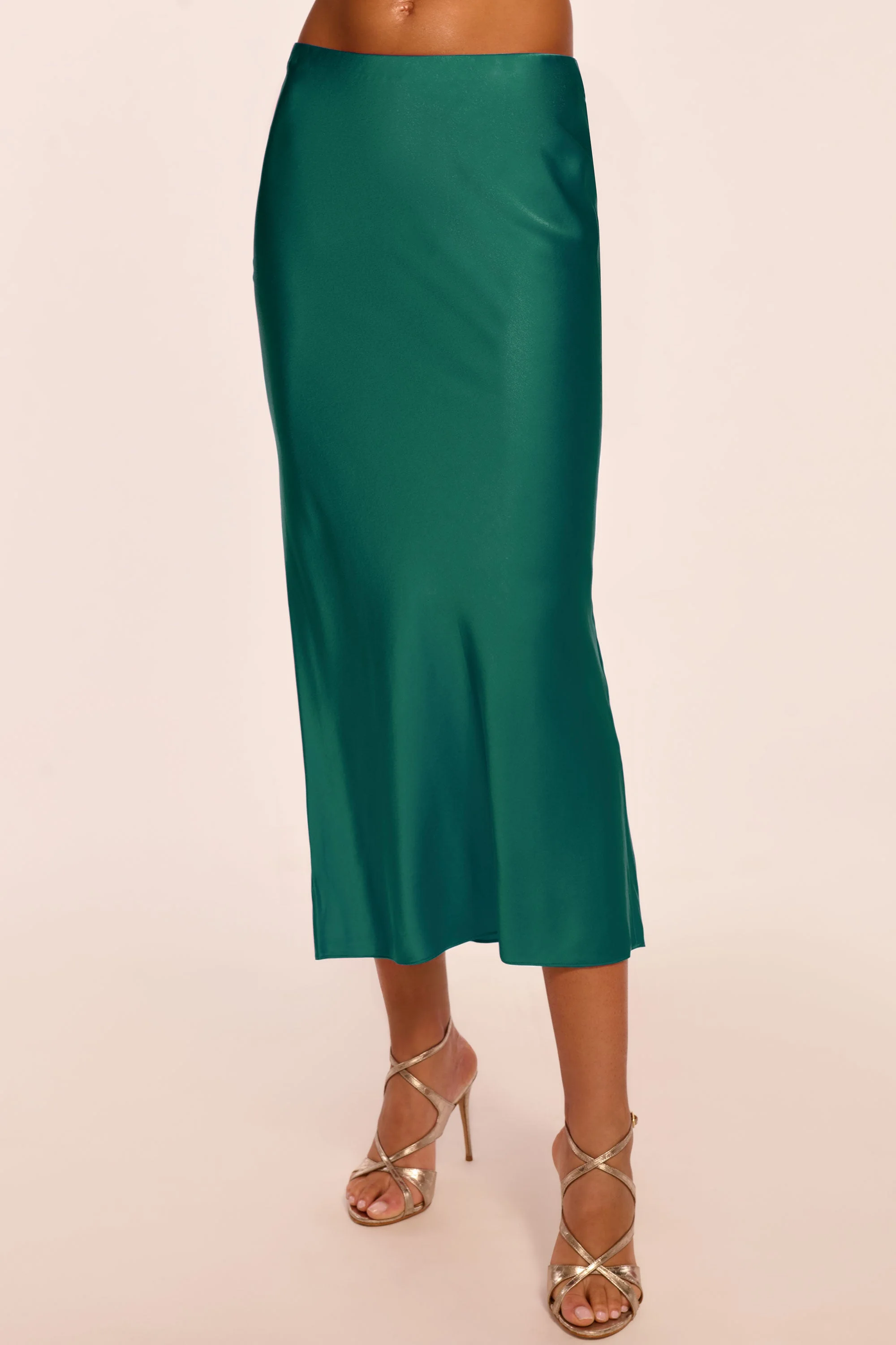 Krisia Silk Slip Midi Skirt | DEEP EMERALD - 1