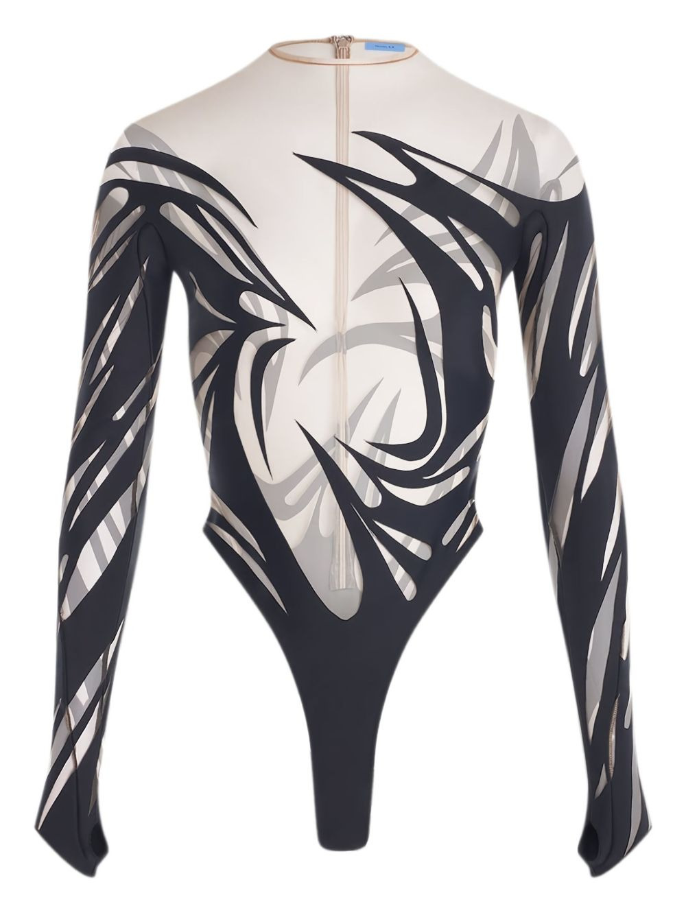 abstract-print long-sleeve bodysuit - 1