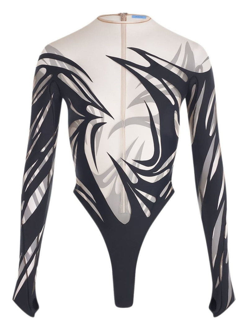 abstract-print long-sleeve bodysuit 1