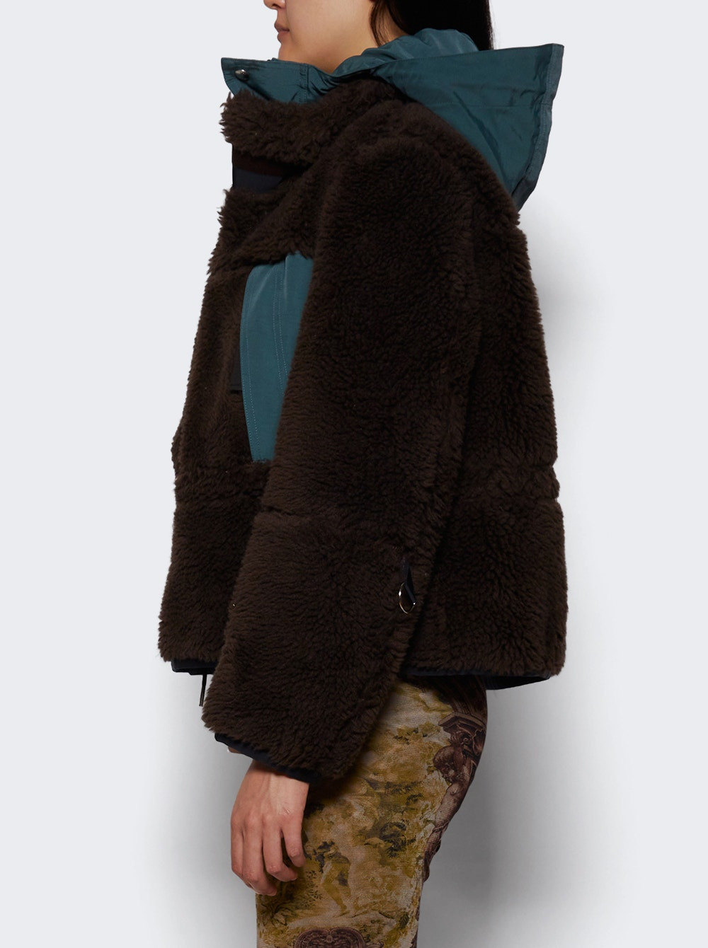 Faux Shearling And Grosgrain Blouson Brown And Green - 3