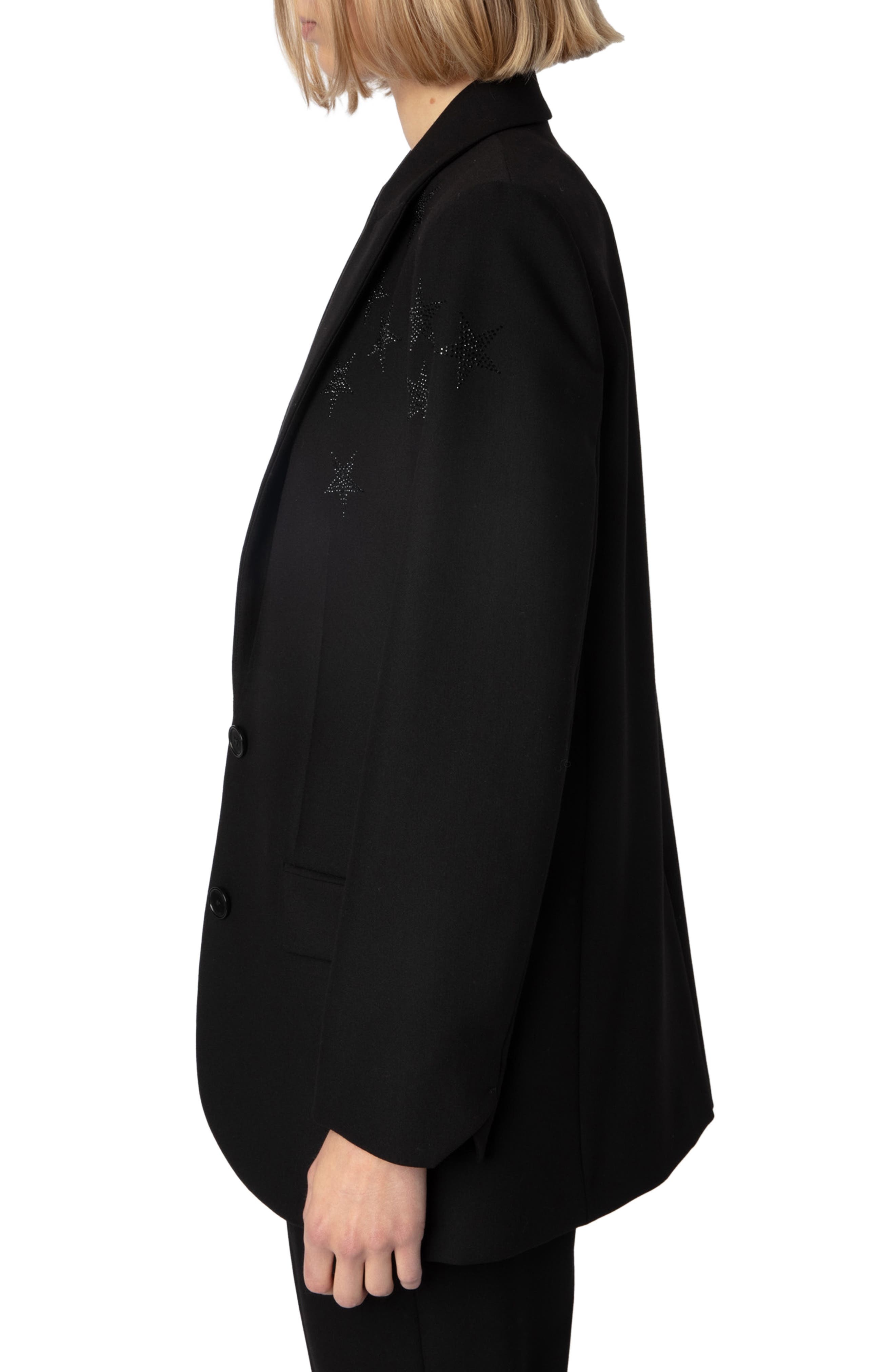Zadig & Voltaire Viva Strass Star Embellished Blazer in Black at Nordstrom - 3