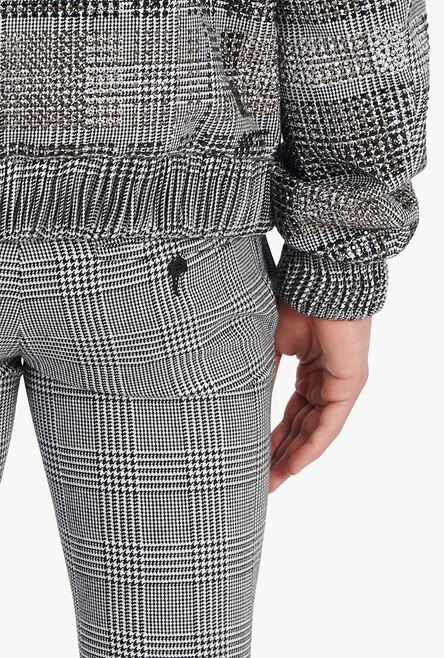 Glen plaid bomber jacket in silver rhinestones - 8