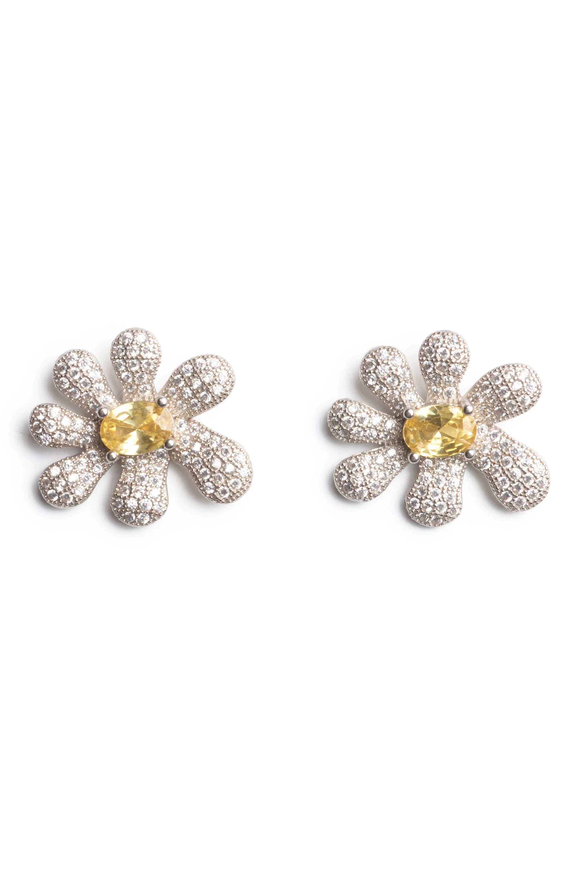 CANARY CRYSTAL PAVE SQUASHED BLOSSOM EARRING - 1