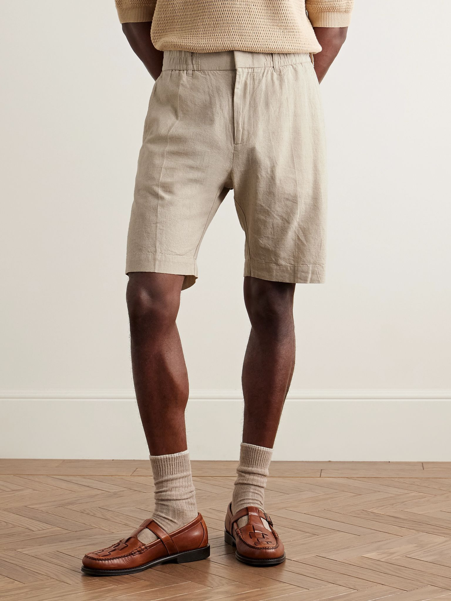 Billie 5397 Straight-Leg Linen and Organic Cotton-Blend Shorts Cream - 3