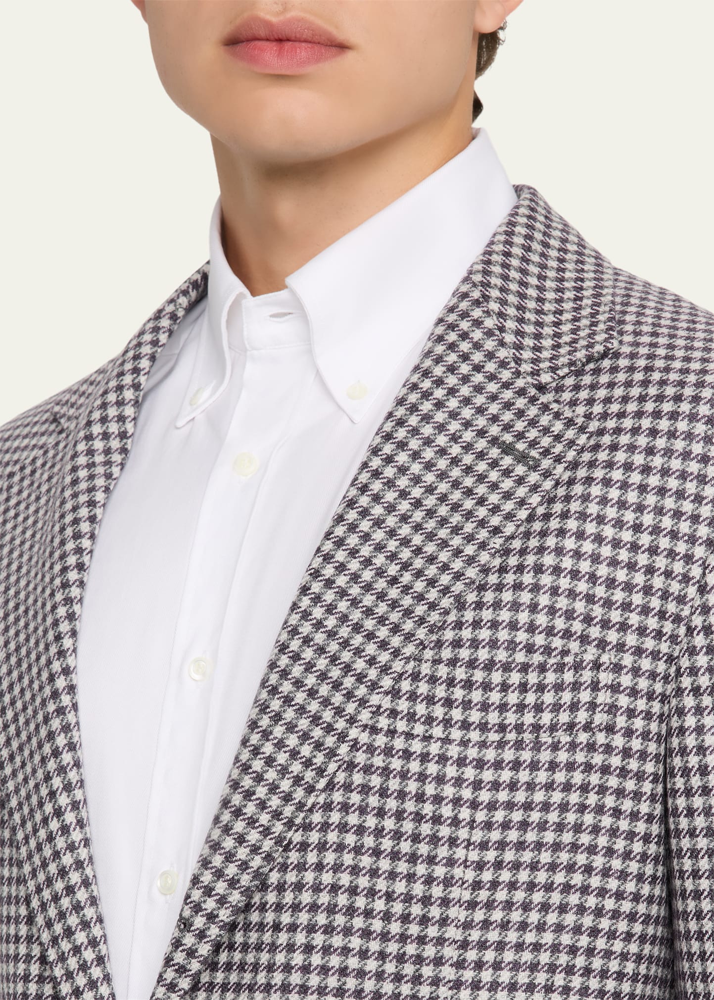 Men's Wool, Cashmere and Silk Houndstooth Sport Coat - 7
