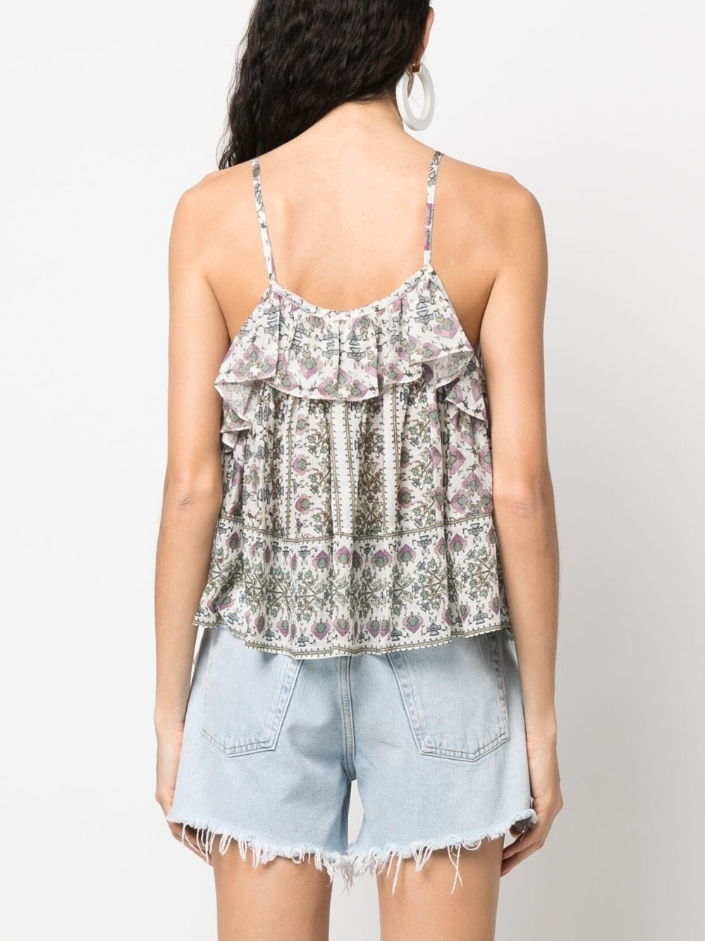 graphic-print ruffled camisole top - 4