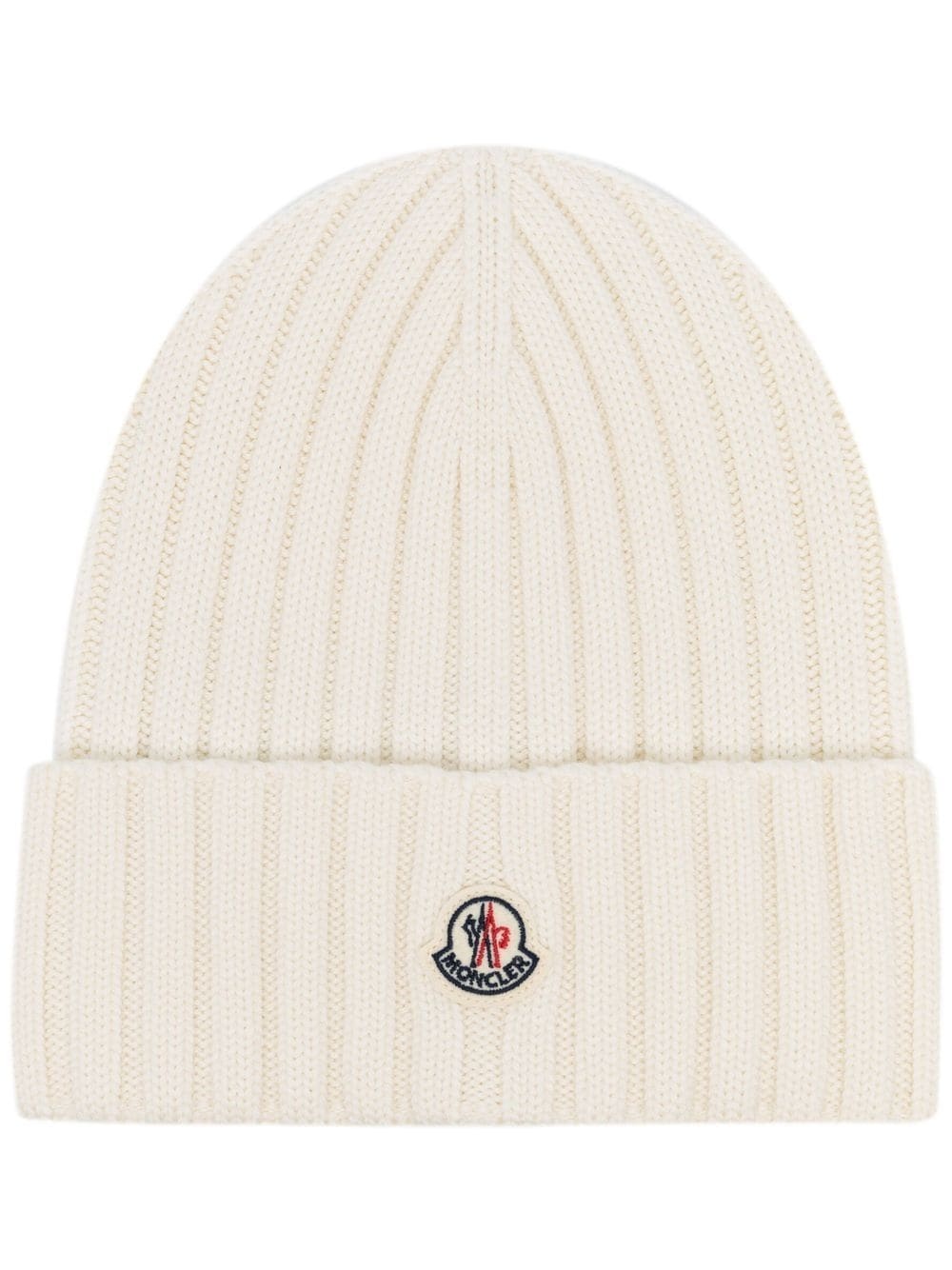 ribbed-knit logo-patch virgin wool beanie - 1