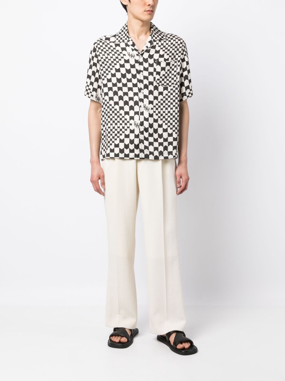 two-tone geometric-print shirt - 2