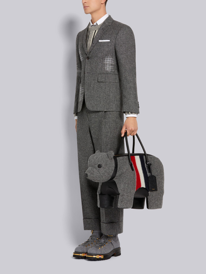Medium Grey Boiled Wool Stripe Bear Bag 6