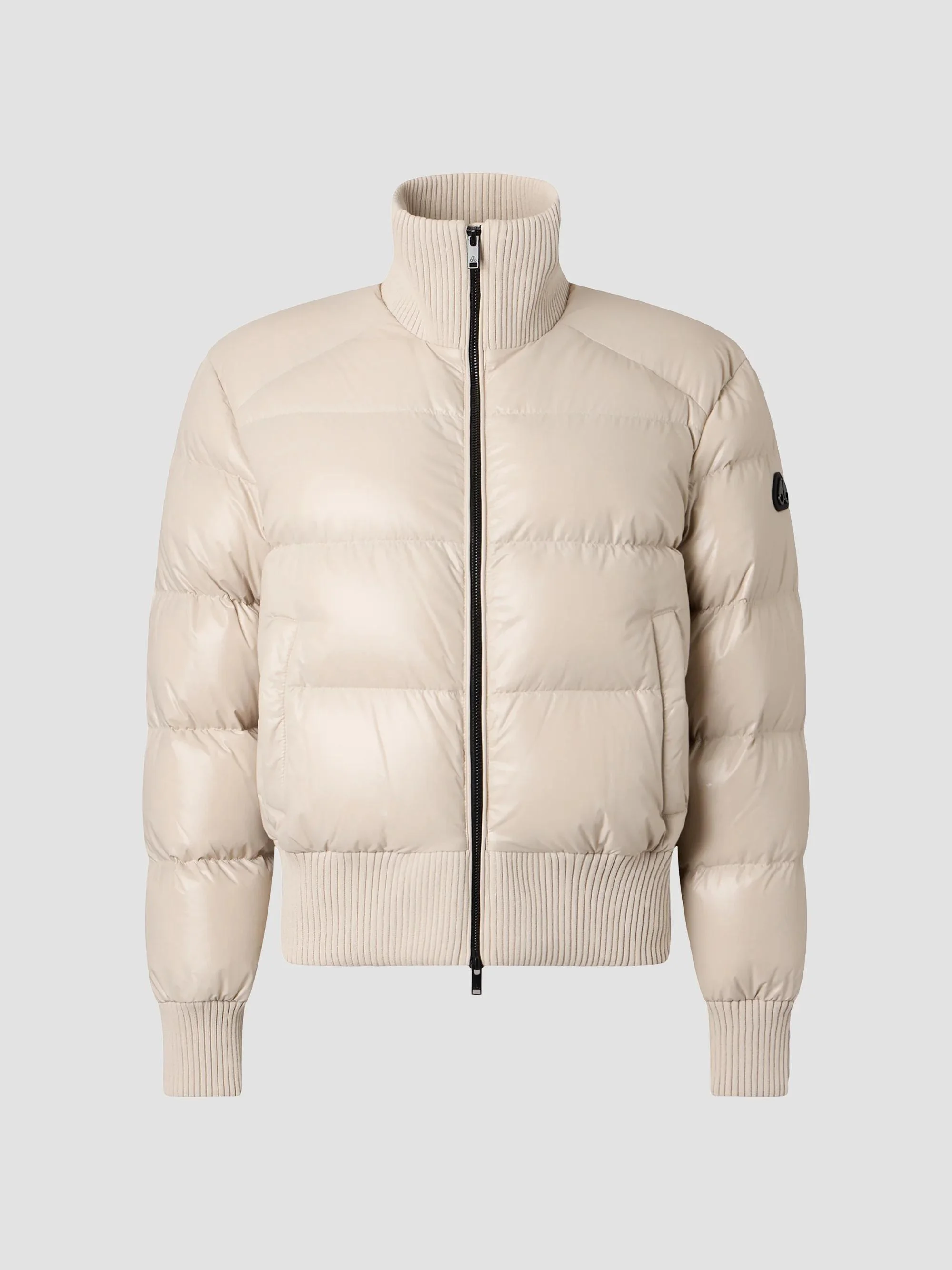 Women's Shiny Queens Puffer Bomber Jacket - Alabaster - 1